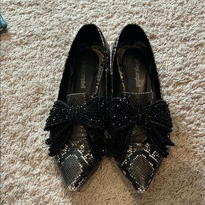 Jeffrey Campbell Black and Gray Snakeskin Flats